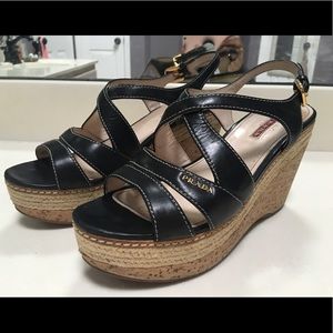⬇️AUTHENTIC black Prada wedges⬇️